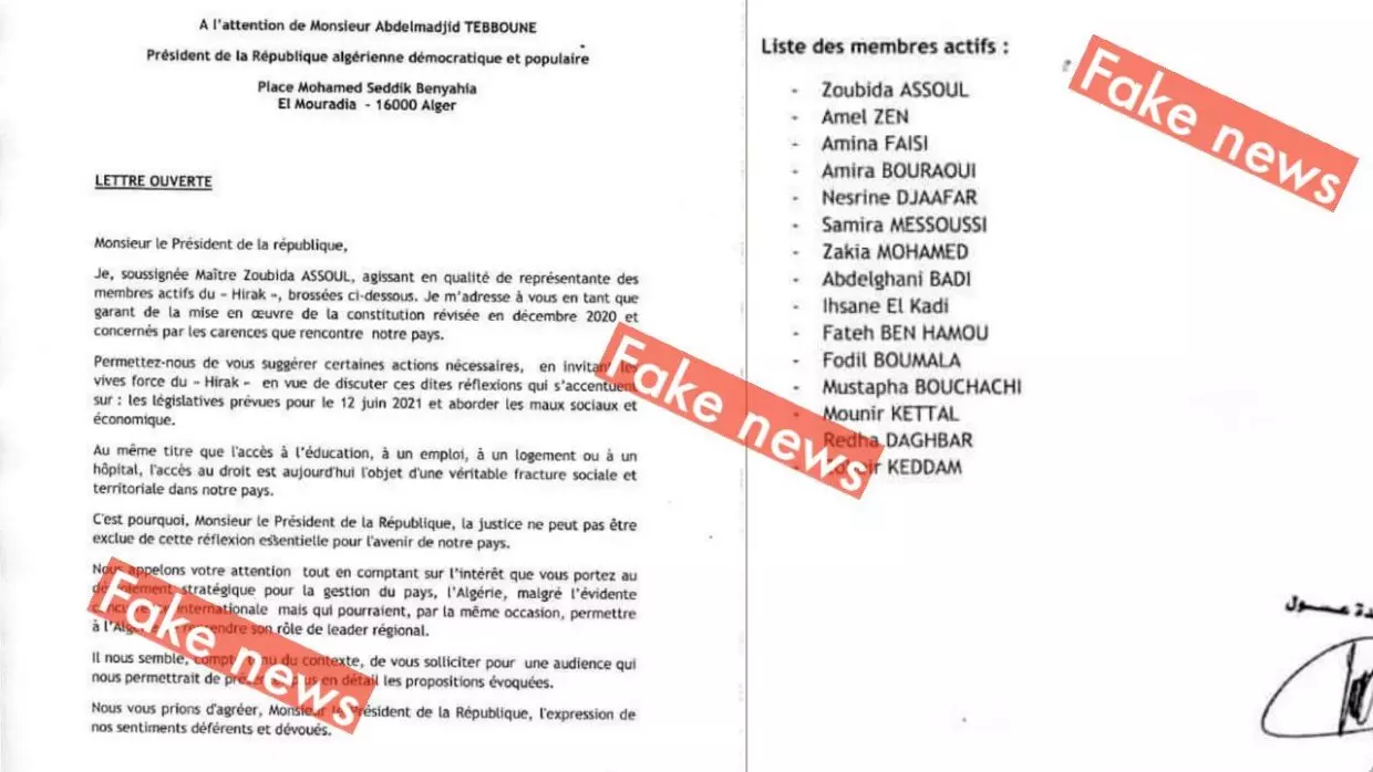Non, les figures du Hirak n’ont pas adressé une lettre à Tebboune