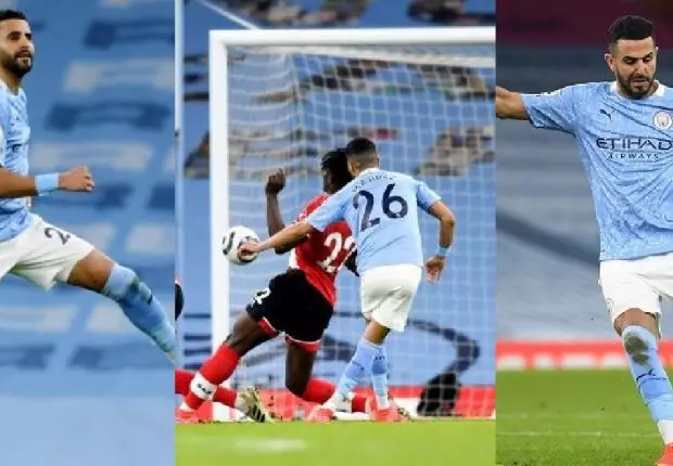 Auteur d&rsquo;un doublé, Mahrez livre un très gros match face à Southampton