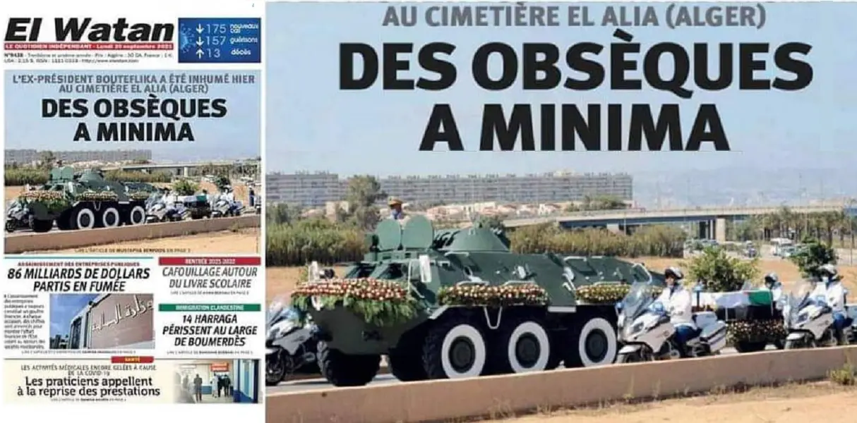 Enterrement de Bouteflika : la « Une » d’El Watan crée la polémique