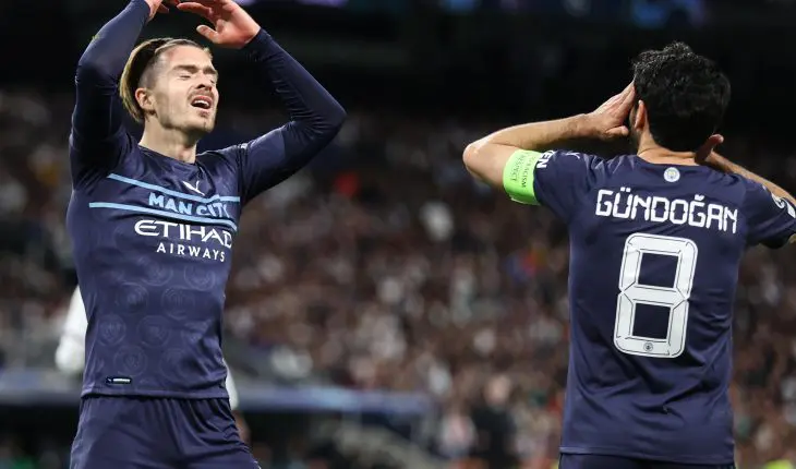 Déception de jack grealish et İlkay Gündoğan après la défaite face au Real Madrid