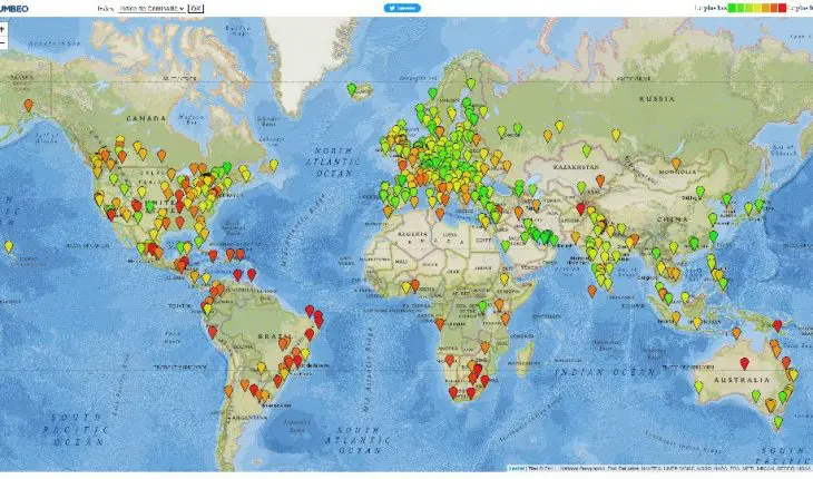 Carte mondiale de l'Indice de Criminalité par ville 2022