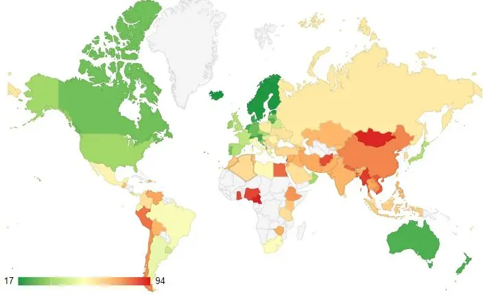 Indice de Pollution par Pays 2022