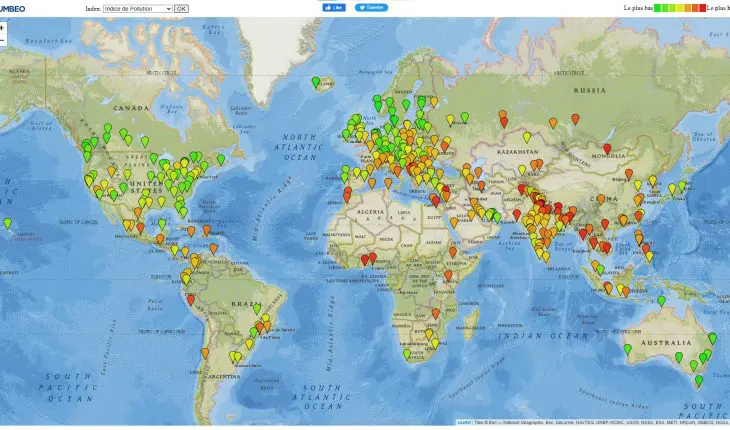indice de pollution Numbeo 2022
