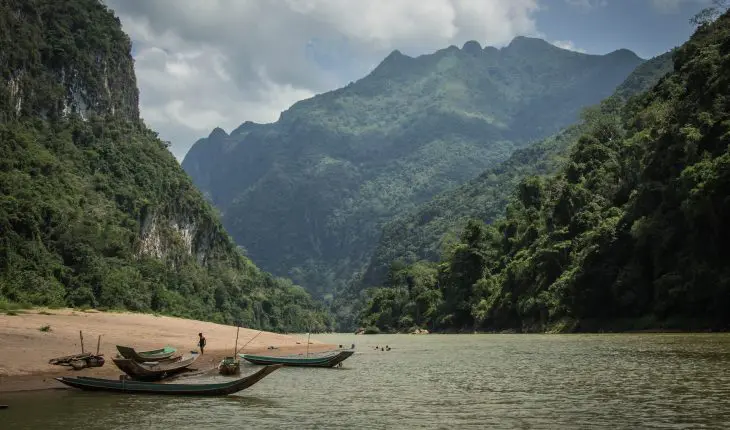 Arbres verts près d'un plan d'eau pendant la journée (Laos)