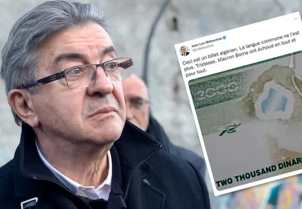 Anglais sur le nouveau billet 2000 DA : Mélenchon exprime sa « tristesse »