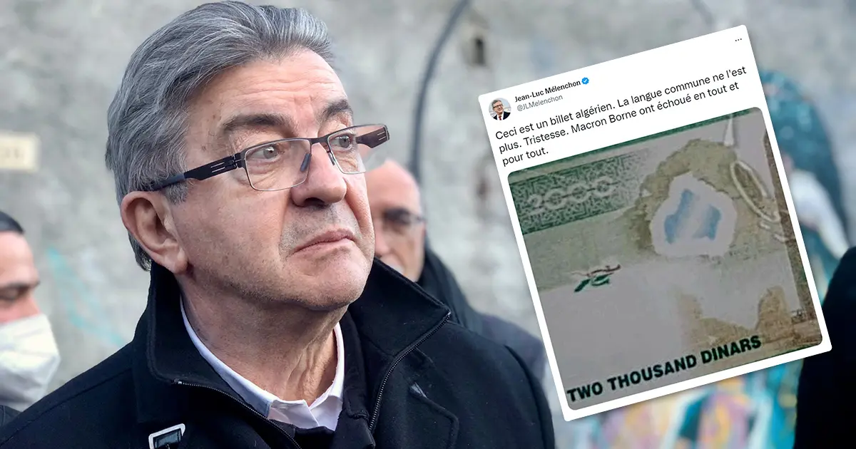 Anglais sur le nouveau billet 2000 DA : Mélenchon exprime sa « tristesse »