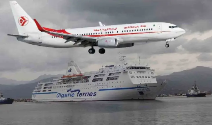 Avion d'Air Algérie et navire d'Algérie Ferries.