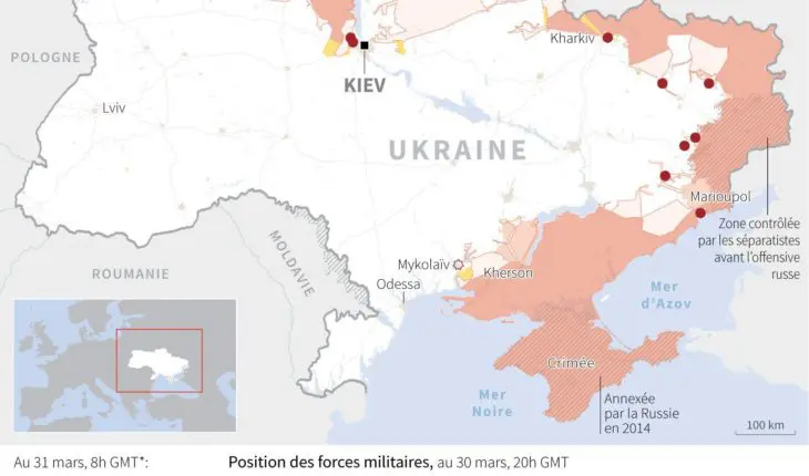 Carte de l'invasion russe de l'Ukraine