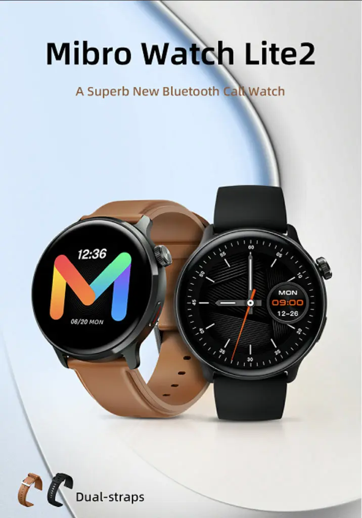 Montre intelligente Mibro Lite2 exposée, équipée d'appels Bluetooth, autonomie de la batterie jusqu'à 60 jours, prix de prévente de 7143DA