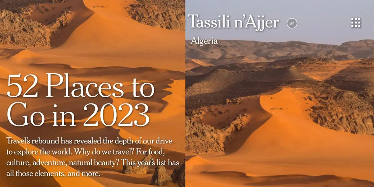 New York Times : le Tassili n’Ajjer parmi les places à visiter en 2023