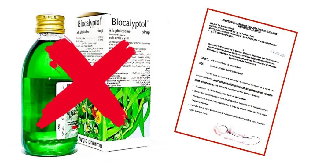 L’Algérie interdit Biocalyptol et les sirops antitussifs à la pholcodine
