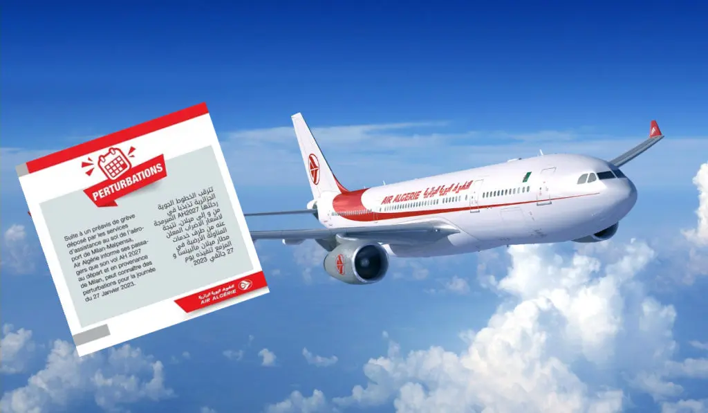 Vols vers l’Italie : Air Algérie annonce des risques de perturbations