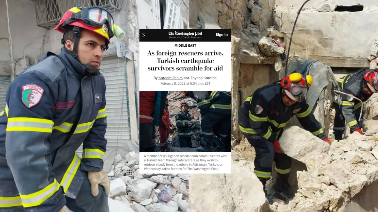 Séisme Turquie : le Washington Post salue les efforts des équipes algériennes