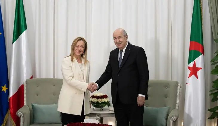 Le Président Tebboune avec la présidente du Conseil des ministres italien, Giorgia Meloni.