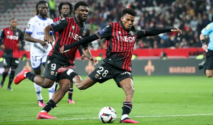 Hicham Boudaoui lors du match OGC Nice - AJ Auxerre