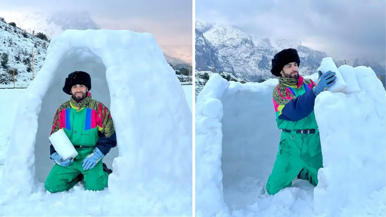 Construction du 1er igloo en Algérie : l&rsquo;aventurier Duks relève le défi