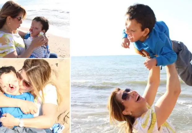 Salima Souakri aux anges avec son fils adoptif Asmar pour leur 1ère fois à la plage