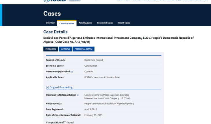 Décision de l'ICSID (capture d'écran)
