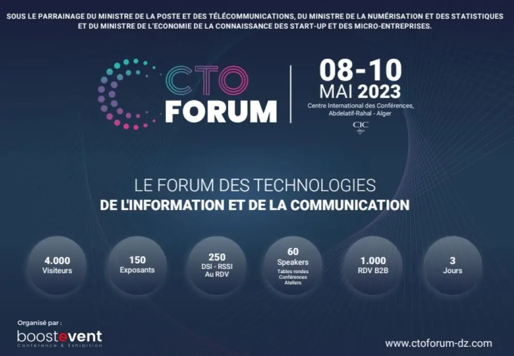 Nouveau rendez-vous des acteurs TIC: C.T.O Forum Algeria du 08 au 10 Mai 2023 au CIC