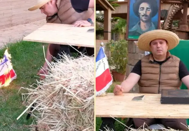 Le proprio de la ferme pédagogique d’Alger brûle le drapeau français et lance un appel à Tebboune