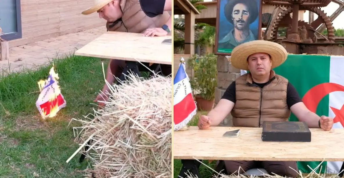 Le proprio de la ferme pédagogique d’Alger brûle le drapeau français et lance un appel à Tebboune