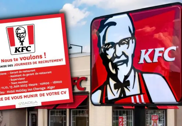 KFC recrute en Algérie, plusieurs offres d’emploi publiées