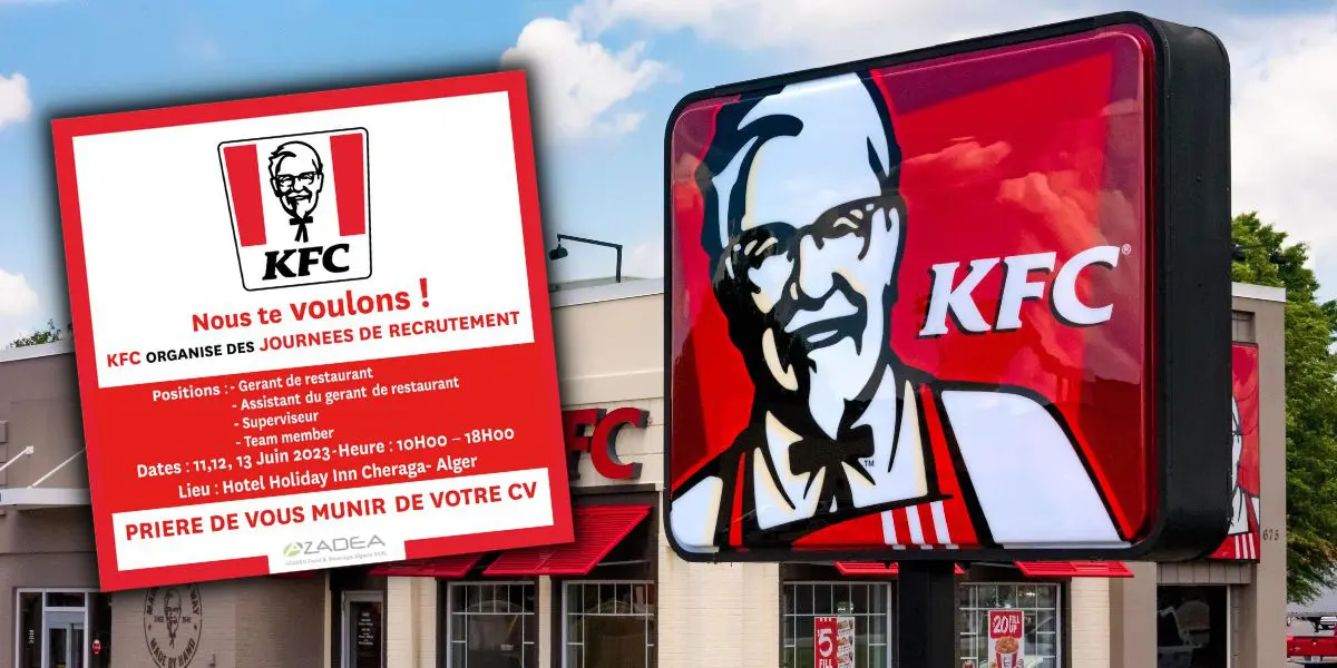 KFC recrute en Algérie, plusieurs offres d’emploi publiées