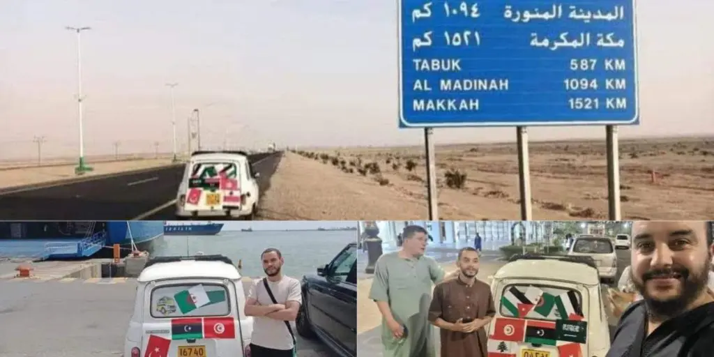 À bord de leur R4, deux jeunes Algériens arrivent en Arabie pour accomplir le Hajj