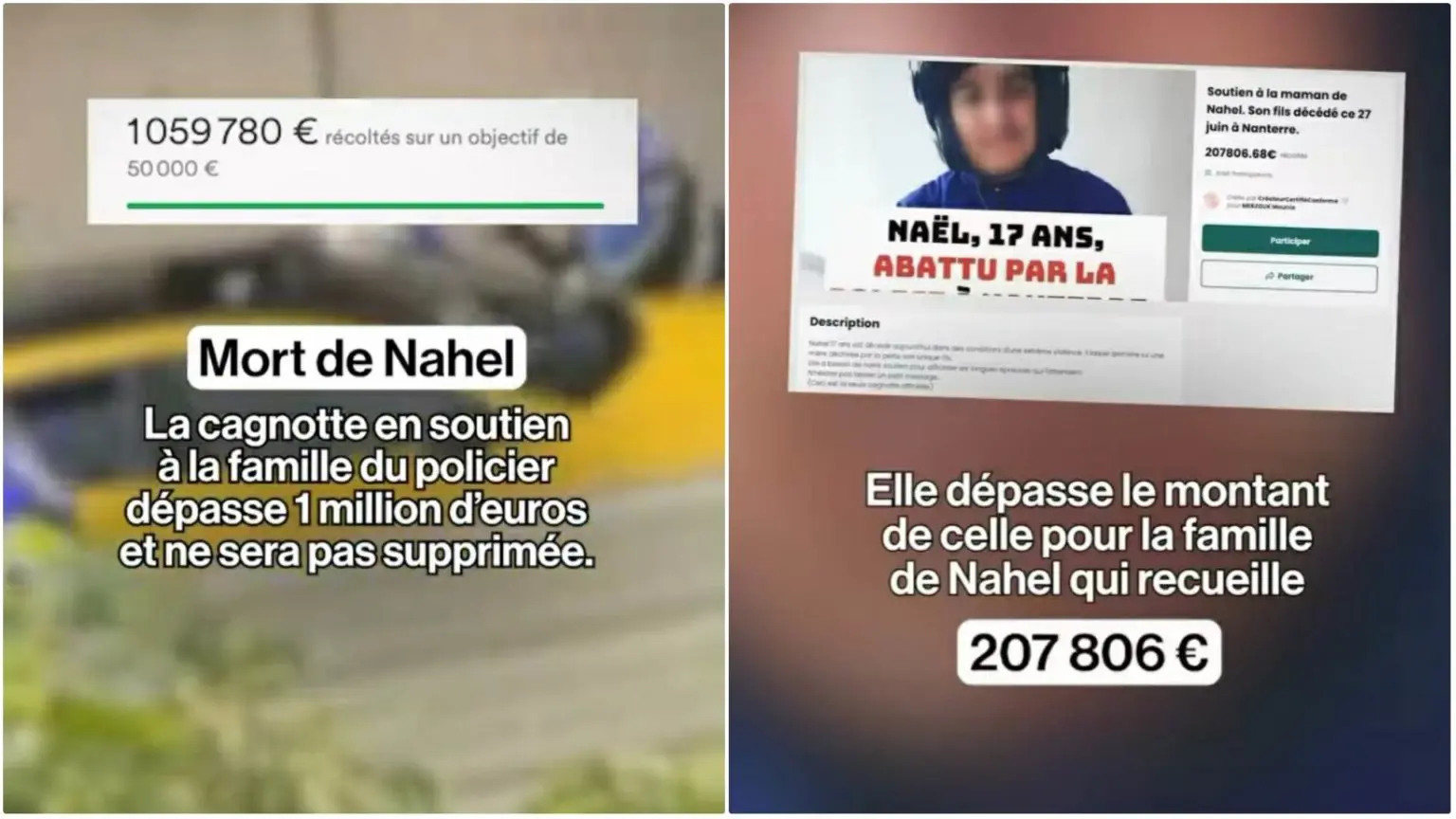 Dépassant 1 million d’euros, scandale autour de la cagnotte pour le policier qui a abattu Nahel