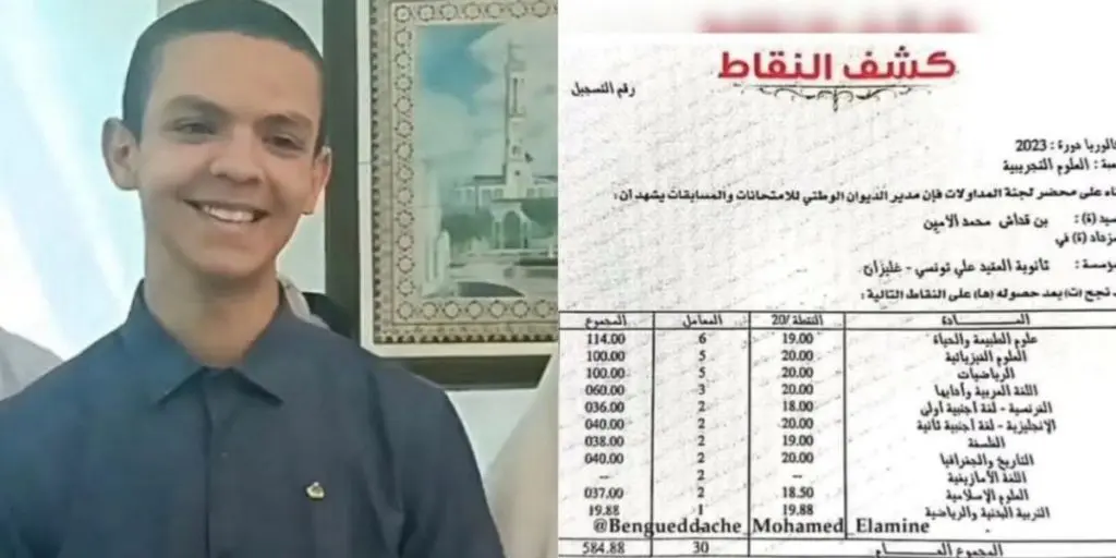 BAC 2023 : les supers notes de Mohamed Amine Benkadache, premier au niveau national (IMAGE)