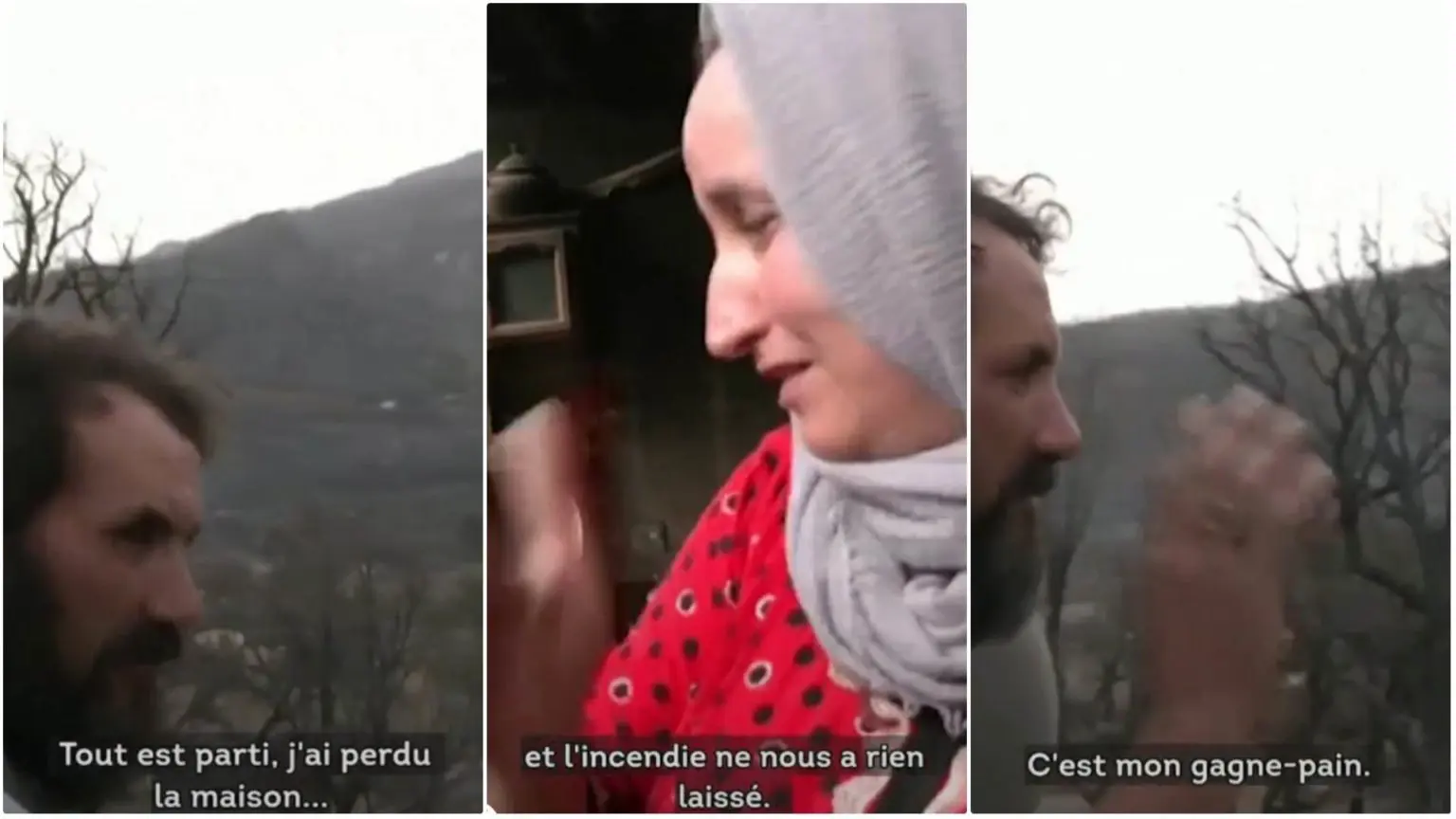 Témoignage poignant d&rsquo;une famille de Béjaia ayant tout perdu lors des incendies (VIDEO)