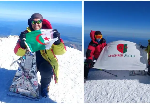 L&rsquo;alpiniste algérien Amine Bouhassane gravit l&rsquo;Elbrus (5642 m), plus haut sommet d&rsquo;Europe