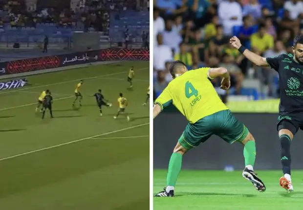 Mahrez signe son premier but avec Al Ahli grâce à une volée en pleine lucarne [VIDÉO]