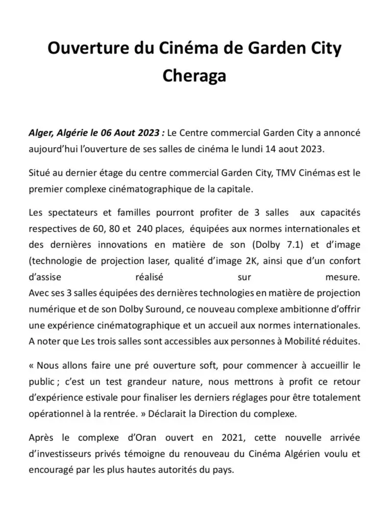 Communiqué de presse