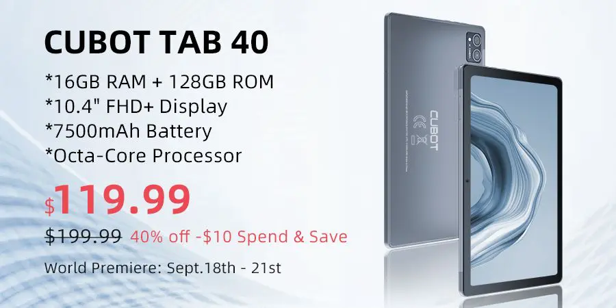 la tablette Cubot TAB 40 est disponible à un prix promotionnel sur AliExpress la tablette Cubot TAB 40 est disponible à un prix promotionnel sur AliExpress