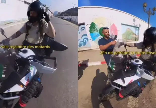 Constance, une voyageuse française rejoint des motards algériens pour la suite de sa traversée à moto