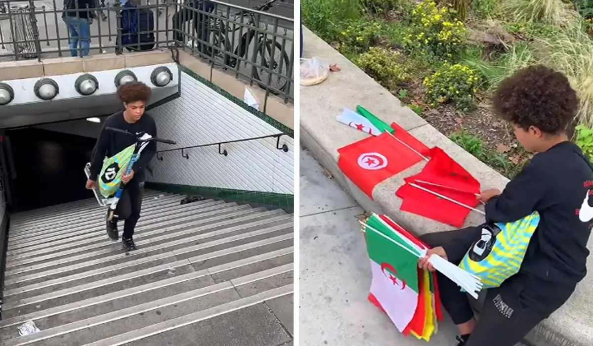 France: âgé de 16 ans, cet Algérien rend hommage à son grand-père en vendant des drapeaux