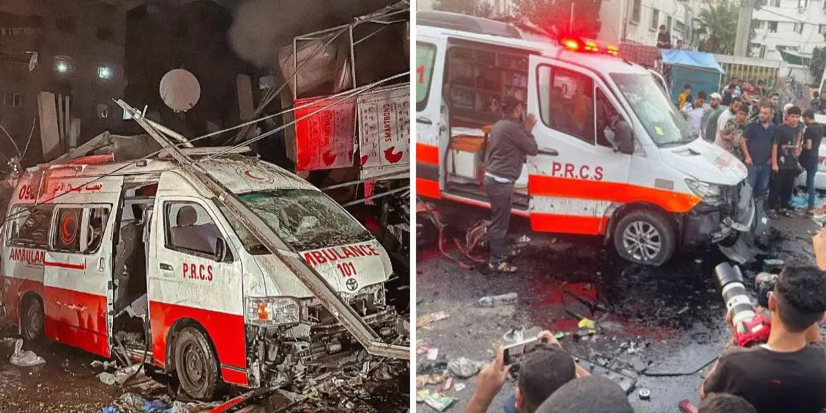 Un raid aérien cible un convoi d’ambulances non loin de l’entrée d’un hôpital à Gaza