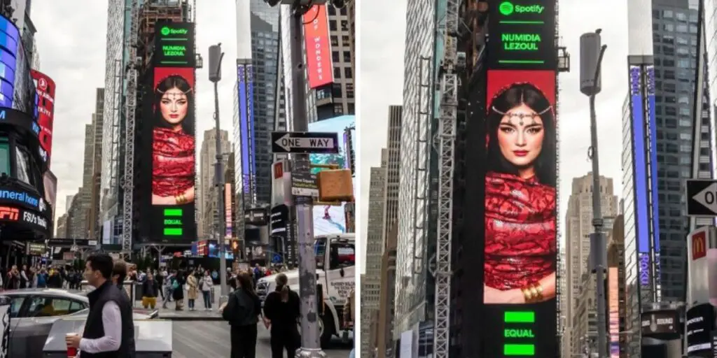 Numidia Lezoul, l’artiste algérienne brille au cœur de Time Square à New York (Spotify)