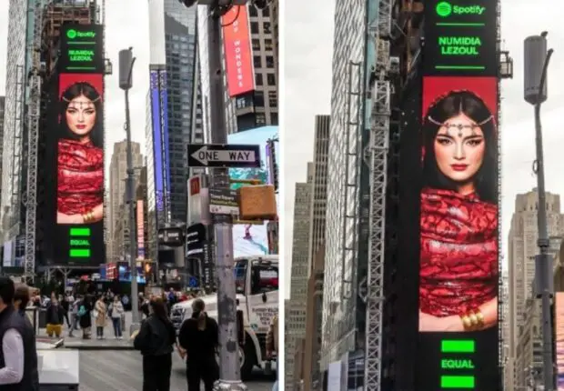 Numidia Lezoul, l’artiste algérienne brille au cœur de Time Square à New York (Spotify)