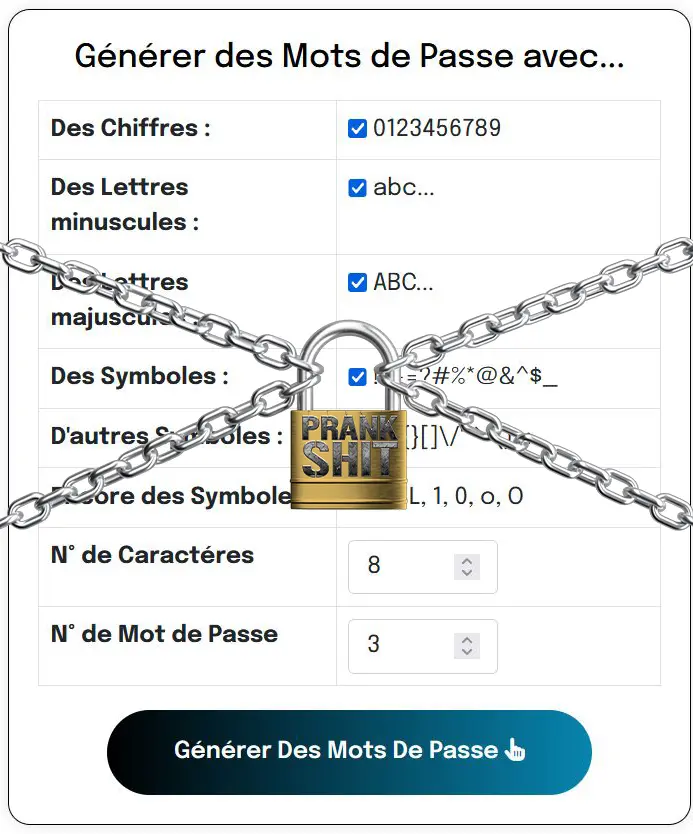 Prankshit Générateur de Mot de Passe Révolutionnaire Prankshit Générateur de Mot de Passe Révolutionnaire