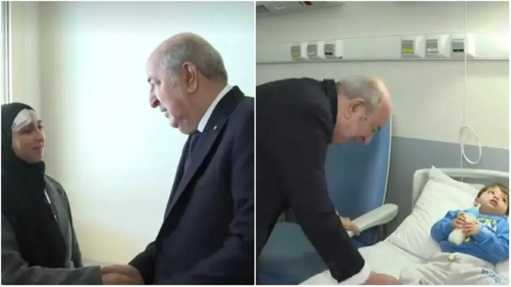 Tebboune rend visite à une famille de Gaza prise en charge à Alger (Vidéo)
