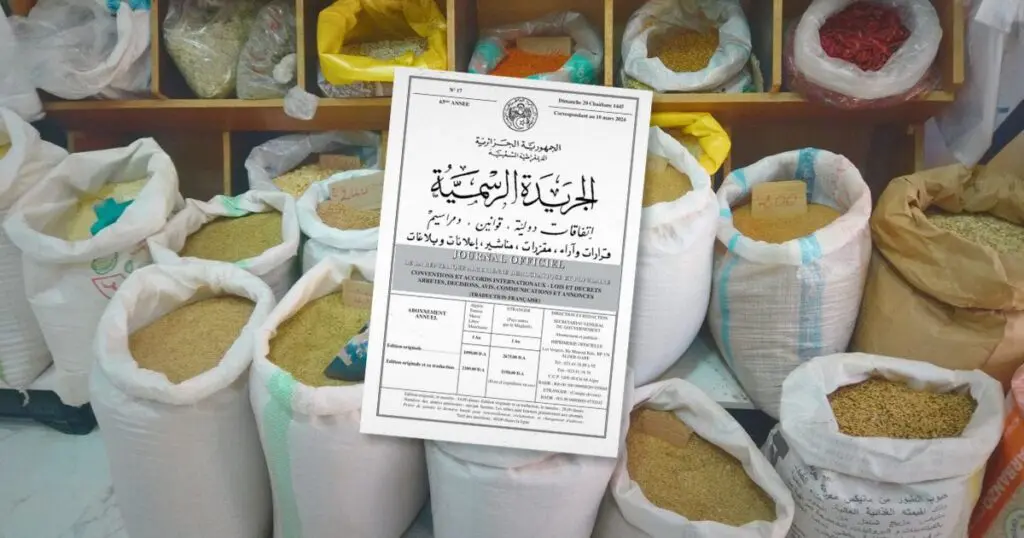 Riz et légumes secs – Algérie : les marges plafonnées (Journal officiel)