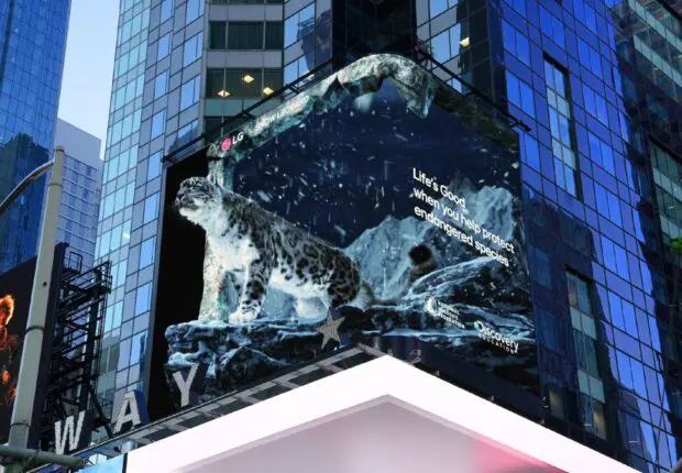 Sensibilisation aux espèces vulnérables et menacées, LG lance une campagne à Times Square