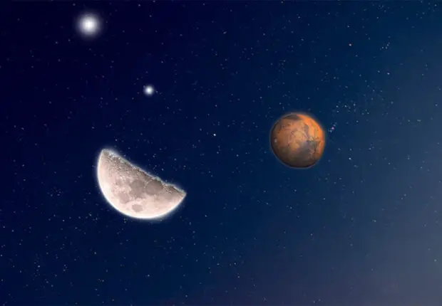 La Lune et Mars se rencontrent dans le ciel : un spectacle céleste visible à l&rsquo;œil nu ce jeudi