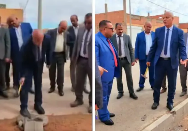 Marteau en main… Le wali de Tindouf déclare la guerre à la fraude sur les chantiers [VIDÉO]