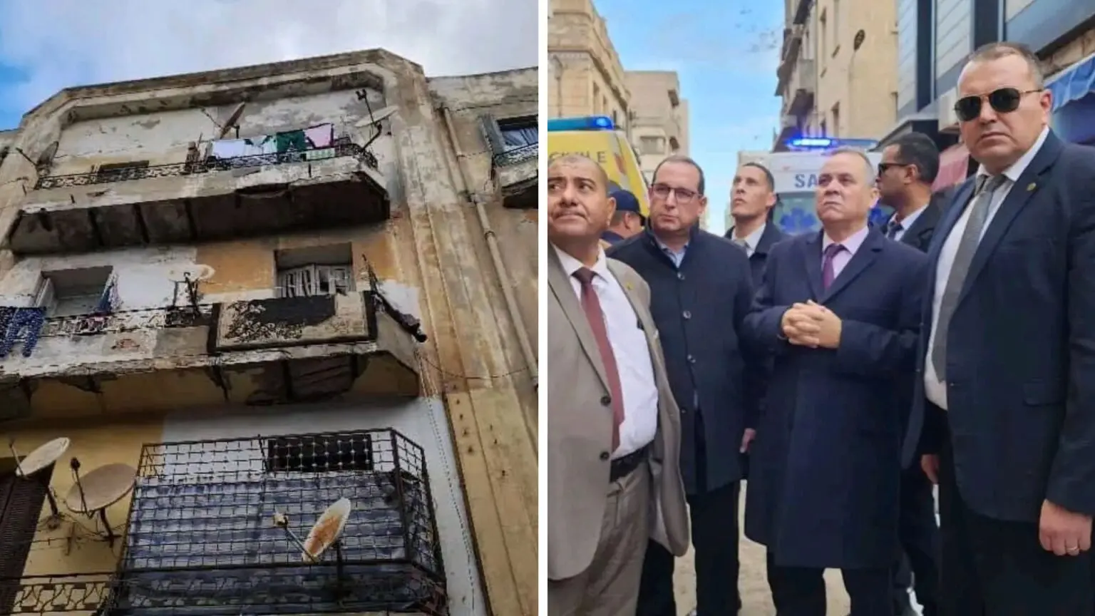 Oran endeuillée par l’effondrement partiel d’un immeuble ancien : le wali visite les lieux