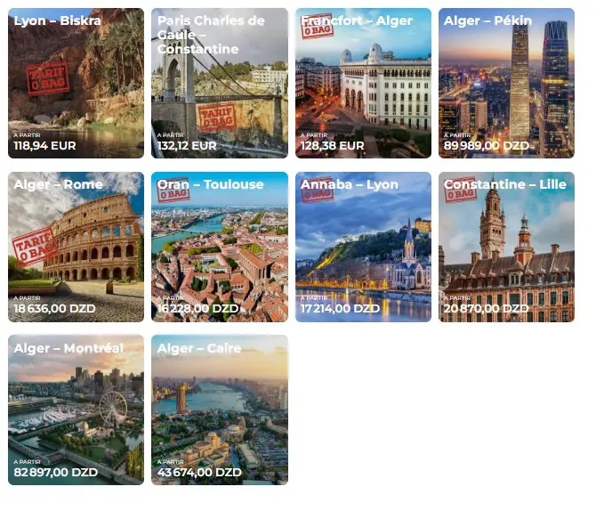 Air Algérie propose des tarifs exceptionnellement bas sur de nombreuses lignes internationales, notamment vers Paris, Lyon et Montréal.