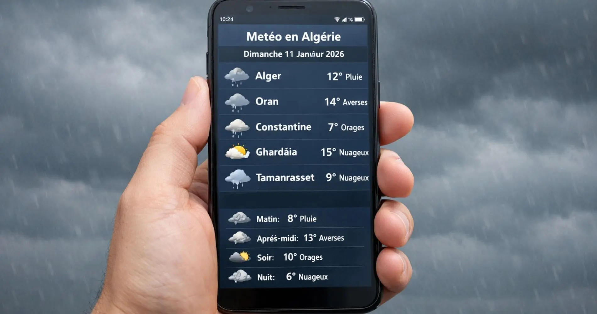 La météo du dimanche 11 janvier : pluies et neiges, voilà ce que réserve le temps en Algérie aujourd’hui