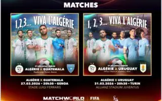 Matchworld annonce deux rencontres internationales de l’équipe nationale d&rsquo;Algérie en Italie mars 2026